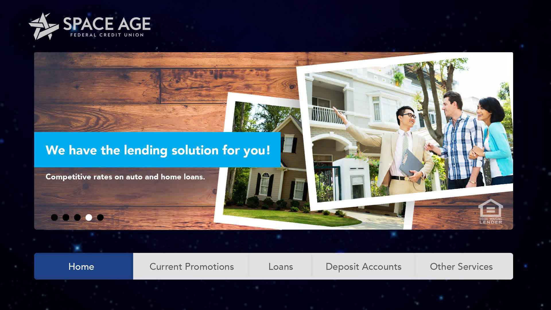Screenshot of a welcome dashboard with text saying "Manage all of your accounts with the touch of a finger"